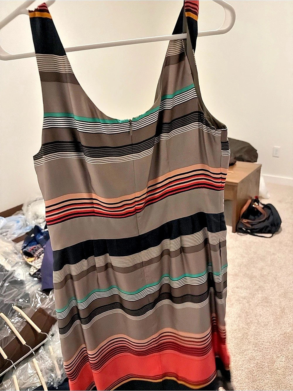Banana Republic Striped Mini Dress Gray & Red Petite 12P